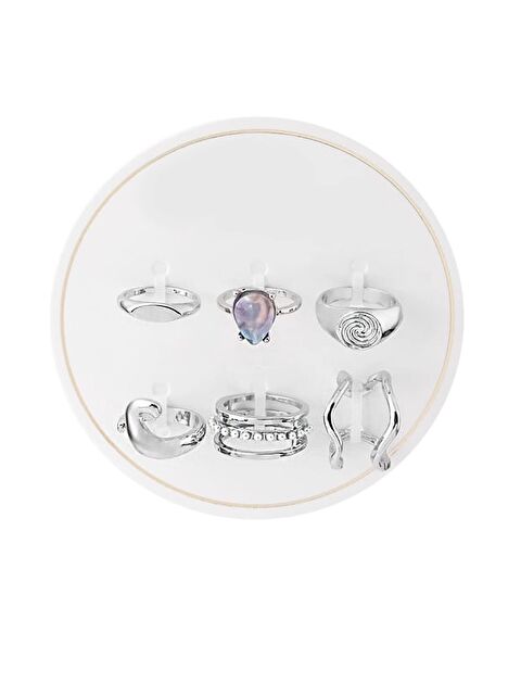 New Obsessions 6'lı Gümüş Kaplama Yüzük Seti - S000425825-20042