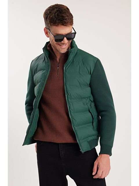 TUDORS Erkek Regular Fit Klasik Kesim Fermuarlı Çift Cepli Sıcak Tutan Dik Yaka Haki Mont - S000521961-18547