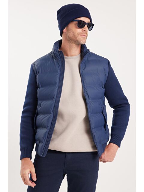 TUDORS Erkek Regular Fit Klasik Kesim Fermuarlı Çift Cepli Sıcak Tutan Dik Yaka Lacivert Mont - S000521962-21164