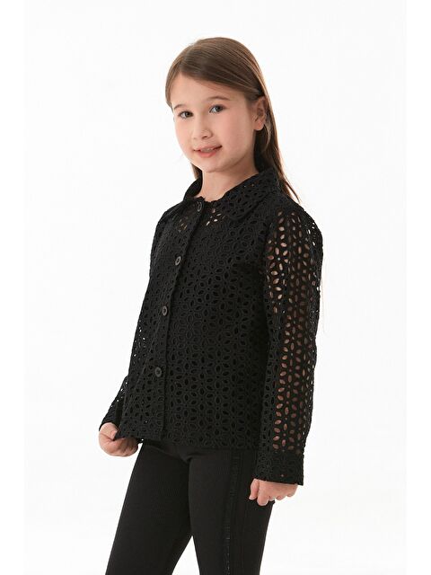 Fullamoda Düğmeli Brode Kumaş Kız Çocuk Gömlek - S000380882-19351