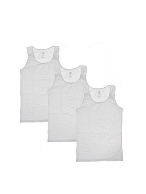 Panço Kız Çocuk Askılı 3'lü Beyaz Atlet - İç Giyim - S000518399-20063