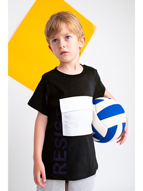 ZEYLAND Erkek Çocuk Resist Baskılı Cepli Tişört - S000316533-19351