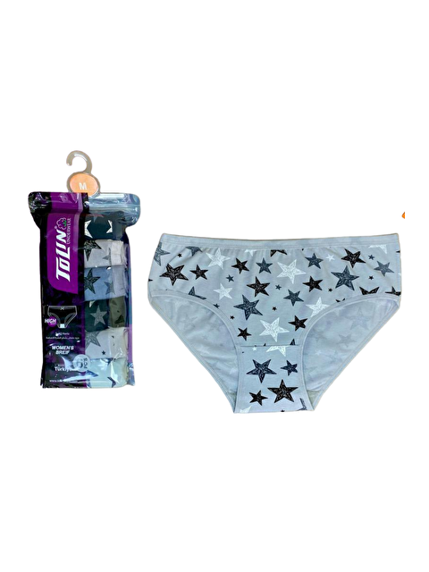 Tolin Kadın 6 lı Pamuklu Elastanlı Baskılı Havlu Ağ Orta Bel Külot Seti 2276164 - S000233819-23173