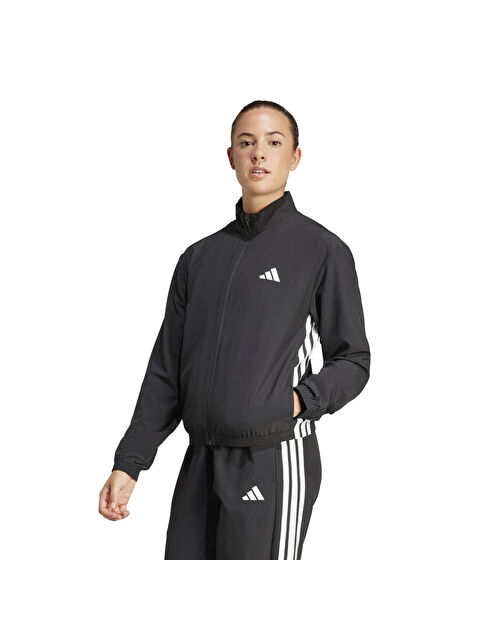 Adidas Train Essentials 3 Stripes Woven Warm-Up Kadın Siyah Dik Yaka Ceket - S000517592-19351