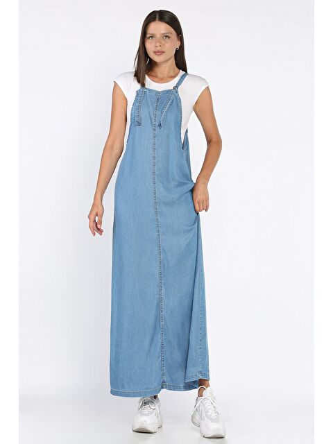 Gülseli Kadın Ayarlanabilir Askılı Jean Jean Jile Elbise - S000412592-17234