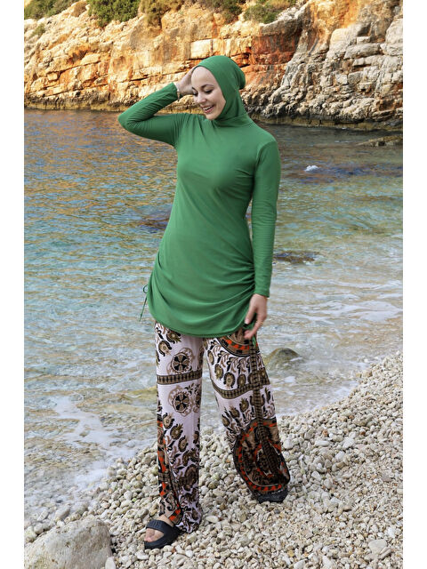 Remsa Mayo Bol Paça Elastanlı Tam Kapalı Tesettür Mayo 900-304 Yeşil - S000260468-18194