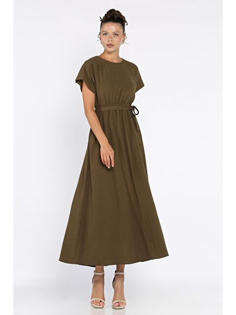 Gülseli Kadın Çift Cepli Bel Lastikli Kuşaklı Elbise - S000412595-18547