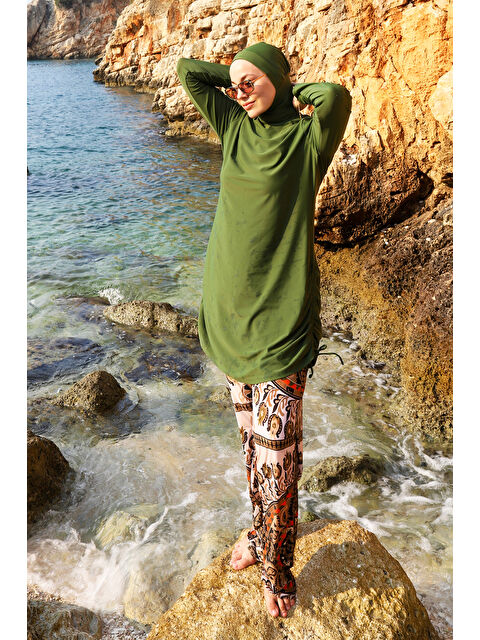 Remsa Mayo Bol Paça Elastanlı Tam Kapalı Tesettür Mayo 900-303 Haki - S000260462-18547