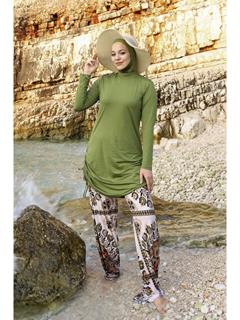 Remsa Mayo Bol Paça Elastanlı Tam Kapalı Tesettür Mayo 900-302 Zeytin Yeşili - S000260470-17346