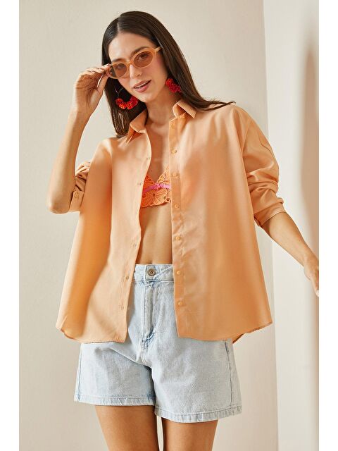 Xhan Pudra Polo Yaka Basıc Viskon Gömlek 5YXK2-48542-50 - S000193992-7152