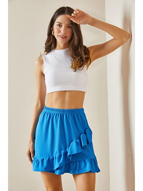 Xhan Bebe Mavisi Dokulu Mini Etek 5YXK7-48559-55 - S000193996-3642