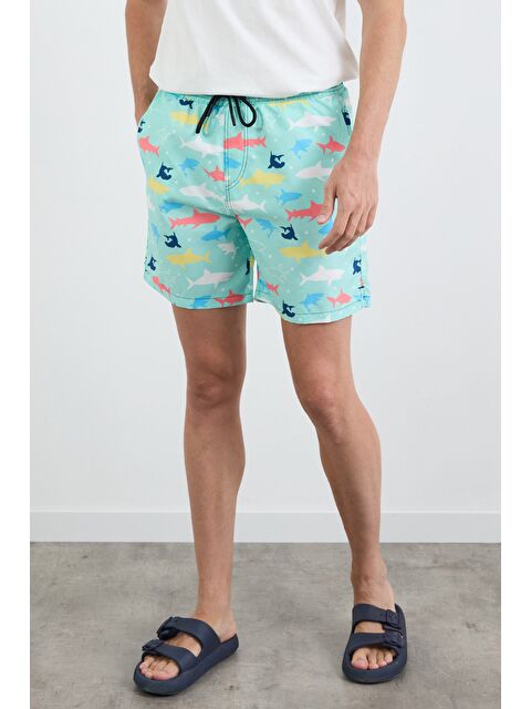 Fullamoda Çizgi Baskılı Cepli Deniz Şortu - S000407889-20054