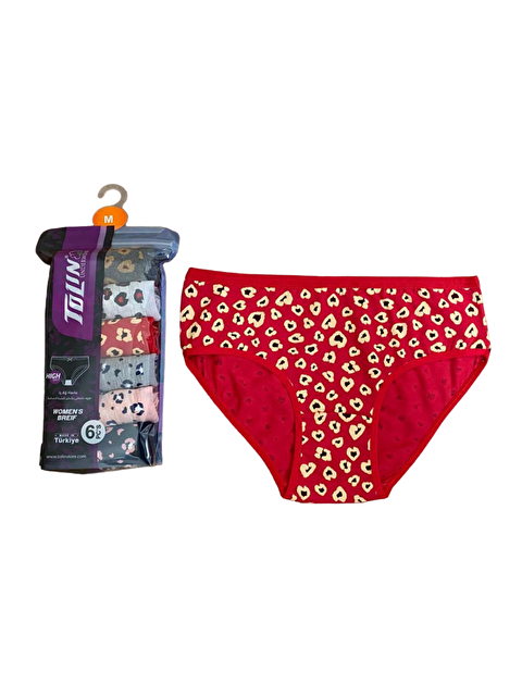 Tolin Kadın 6 lı Pamuklu Elastanlı Baskılı Havlu Ağ Orta Bel Külot Seti 2276174 - S000233828-23173