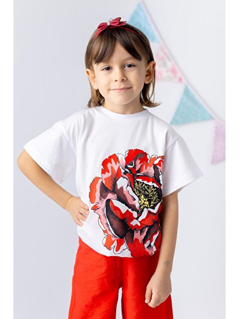 ZEYLAND Kız Çocuk Gül Baskılı Tshirt - S000315413-20045