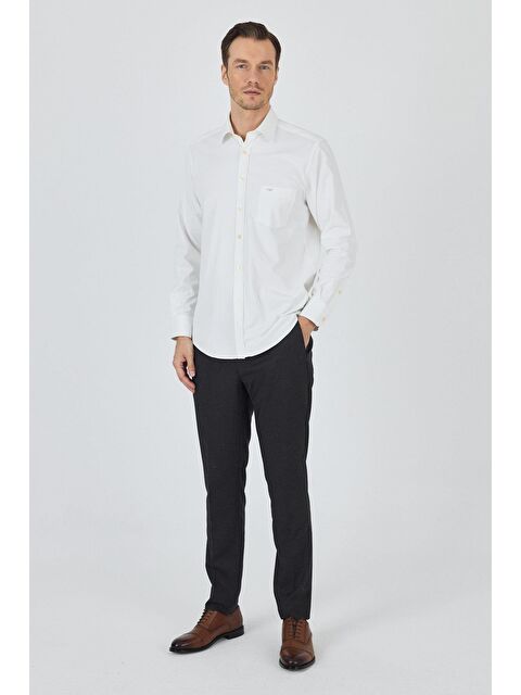 İMZA Uzun Kol Düz Bez Ayağı Sert Yaka Cepli Pamuklu Classic Comfort Fit Gömlek 1004250210 - S000387917-3162