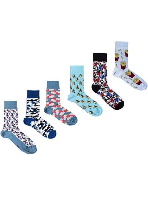 Ozzy Socks 6 Çift Organik Pamuklu Dikişsiz Erkek Çok Renkli Desenli Çorap - S000132658-23173