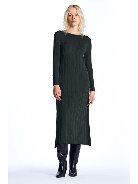 Sherin Yeşil Fitilli Triko Elbise - S000290933-18194