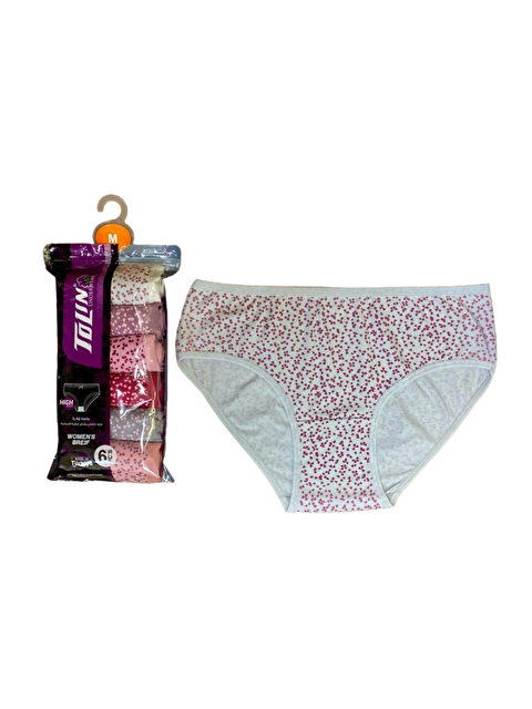 Tolin Kadın 6 lı Pamuklu Elastanlı Baskılı Havlu Ağ Orta Bel Külot Seti 2276172 - S000233823-23173