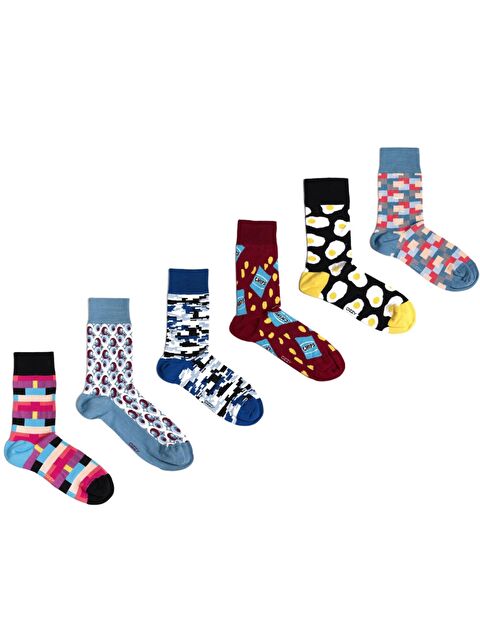 Ozzy Socks 6 Çift Organik Pamuklu Dikişsiz Erkek Çok Renkli Desenli Çorap - S000132653-23173