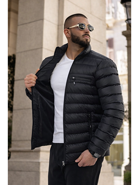 Comstar Erkek Günlük Cepli Basic Astarlı Siyah Şişme Mont