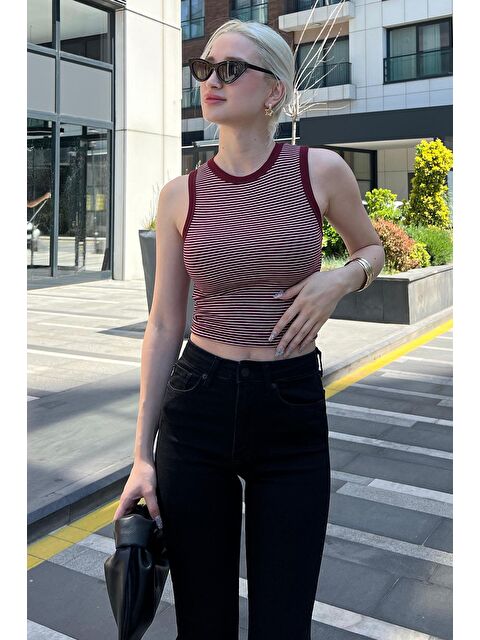 Madmext Bordo Kalın Askılı Elastanlı Crop Atlet Mg2118 - S000206214-19951