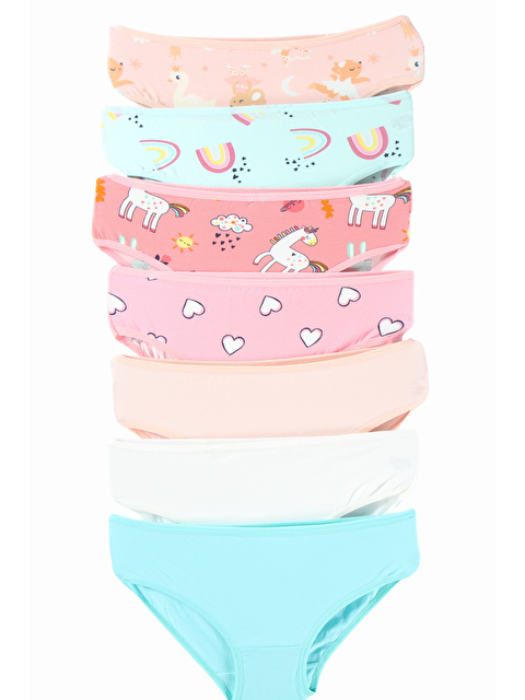 Harika Kids Kız Çocuk Pamuklu Baskılı Desenli Pamuklu 7'li Paket Slip Külot - S000251023-17234
