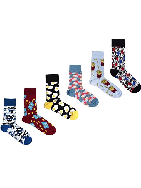Ozzy Socks 6 Çift Organik Pamuklu Dikişsiz Erkek Çok Renkli Desenli Çorap - S000132655-23173