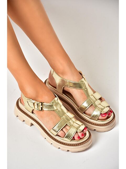Fox Shoes S4373020 Altın Kadın Sandalet - S000207761-20076