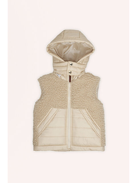 Panço Erkek Bebek Pelüş Detaylı Bej Micro Yelek - S000518405-19928