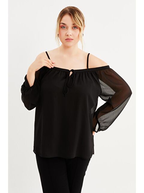 Mylinemoda Astarlı Karmen Yaka Şifon Bluz - S000239613-19351