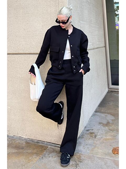 Madmext Siyah Bisiklet Yaka Ceket Alt Üst Eşofman Takımı Mg2182 - S000298076-19351