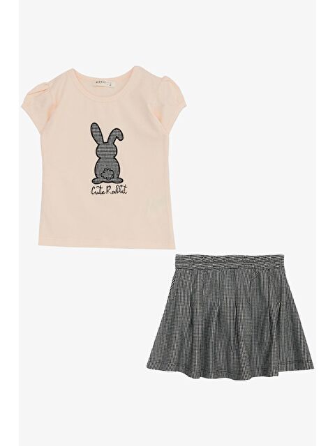 Breeze Kız Çocuk Etekli Takım Şirin Tavşancık Baskılı Pudra (3-8 Yaş) - S000180225-23490