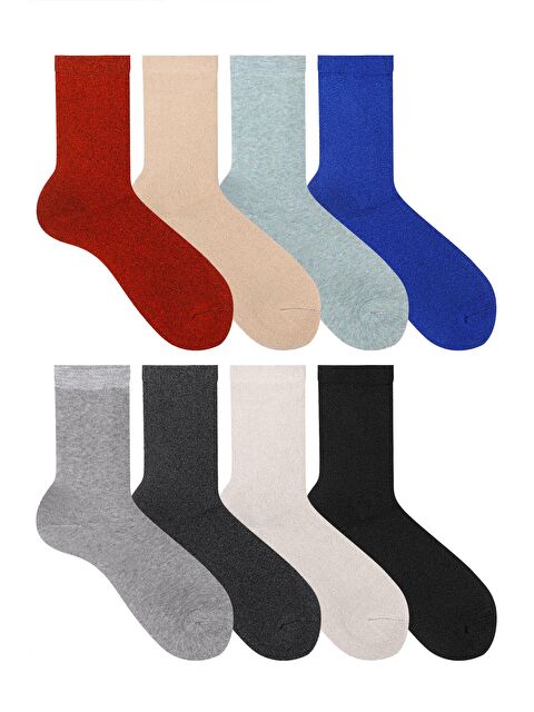 Ozzy Socks 8 Çift Kadın Havlu Soket Çorap Kışlık Dayanıklı Topuk Ve Burun Açık Renkler