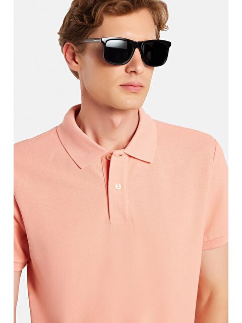 TUDORS Erkek Slim Fit Dar Kesim %100 Pamuk Yavruağzı Polo Yaka Tişört - S000519701-17605