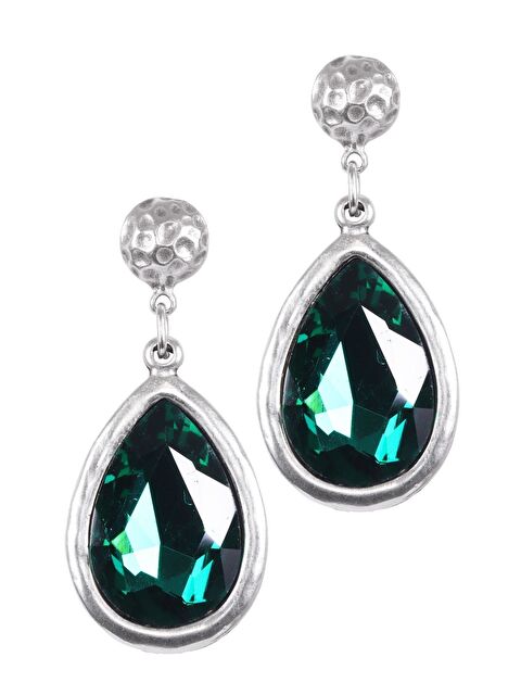 Labalaba Kadın Antik Gümüş Kaplama Taşlı Damla Küpe - S000458182-5235