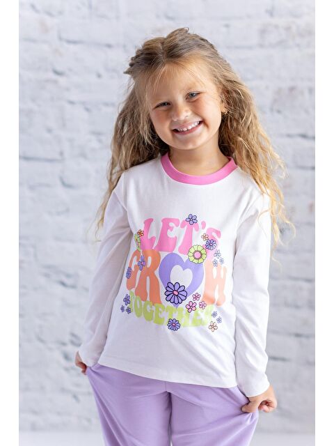 ZEYLAND Kız Çocuk Baskılı Uzun Kollu Tişört - Ekru - S000315419-19965