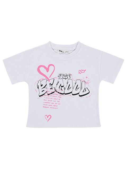 Civil Girls Just Be Cool Baskılı 2-5 Yaş Tişört - Beyaz