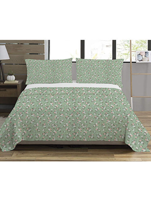 Evmila Çiçek Desenli Çift Kişilik Baskılı Pike 200x220 cm - S000278063-23173