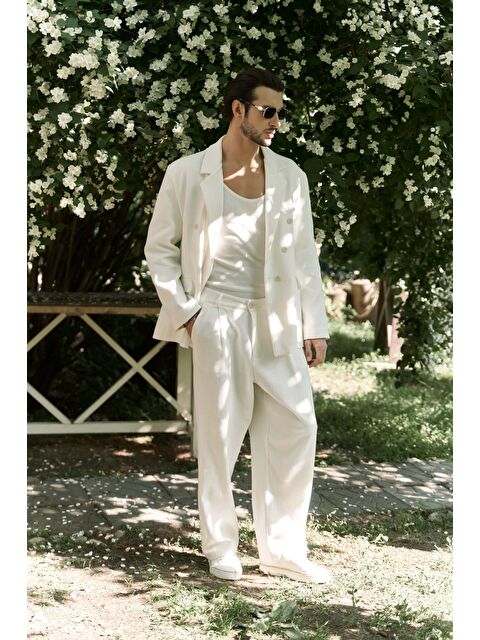 Bohemai Ayyubay Pileli Ekru Erkek Pantolon - S000398691-19965