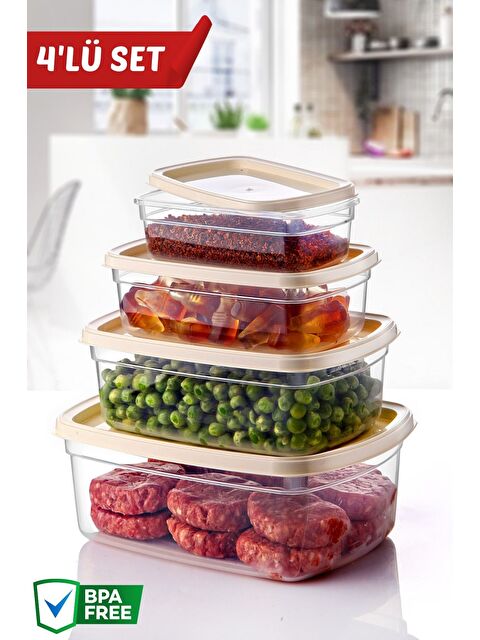 Nandy Home 4 Lü Set EasyBox Mikrodalga ve Difrizde Kullanılabilen Çok Amaçlı Saklama Kabı Seti KREM - S000321045-19966