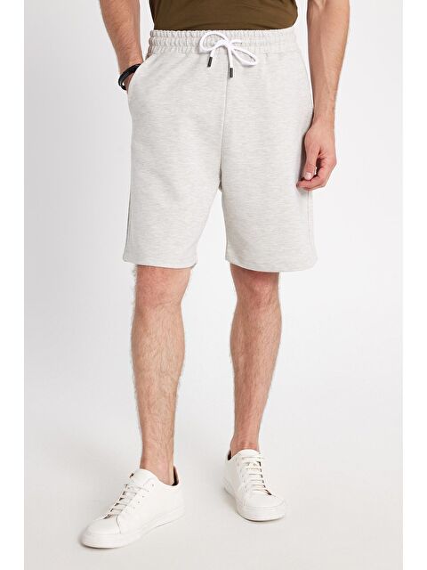 TUDORS Erkek Relax Fit Rahat Kesim %100 Pamuk Beli Bağcıklı Gri Şort - S000522001-20600