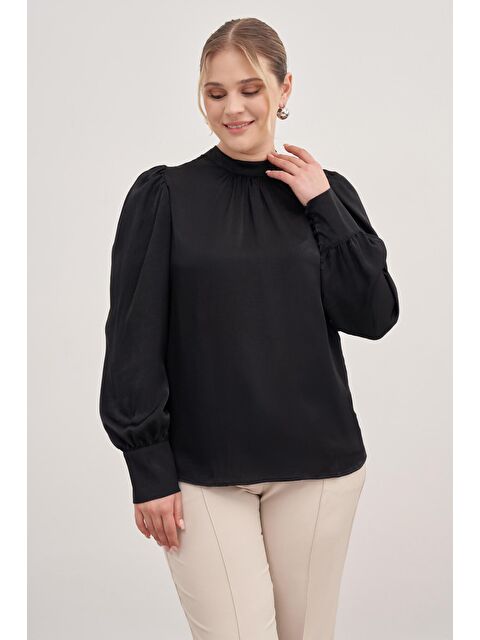 Mylinemoda Büzgü Detaylı Saten Bluz - S000239648-19351