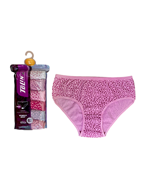 Tolin Kadın 6 lı Pamuklu Elastanlı Baskılı Havlu Ağ Orta Bel Külot Seti 2276171 - S000233824-23173