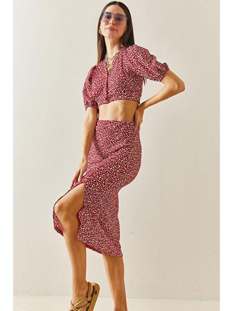 Xhan Kırmızı Düğmeli Crop İkili Takım 5YXK8-48307-04 - S000167253-20045