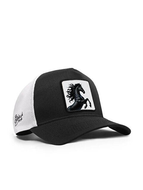 BlackBörk At Logolu Cordura Siyah-Beyaz Trucker Şapka