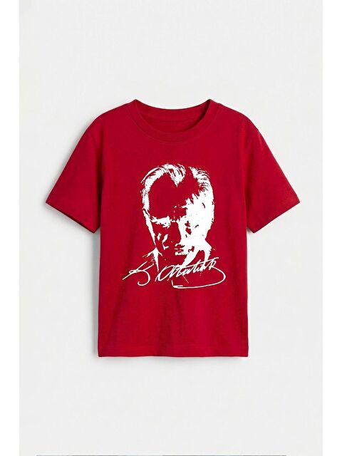 ZUZUNGA Atatürk Baskılı Kırmızı Renk T-Shirt
