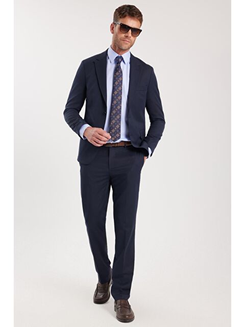 TUDORS Erkek Regular Fit Esnek Elastanlı Kumaş Mono Yaka Kapaklı Cepli Takım Elbise - S000522013-21164