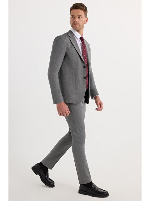 TUDORS Erkek Regular Fit Esnek Elastanlı Kumaş Mono Yaka Torba Cepli Takım Elbise - S000522014-19351