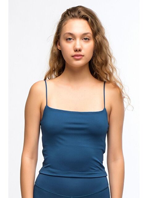 Chandraswear Petrol Kadın İnce İp Askılı Crop - Lones - S000030156-20019