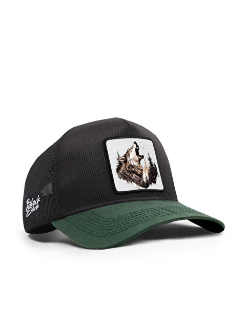 BlackBörk Logolu Cordura Petrol Yeşili-Siyah Trucker Şapka